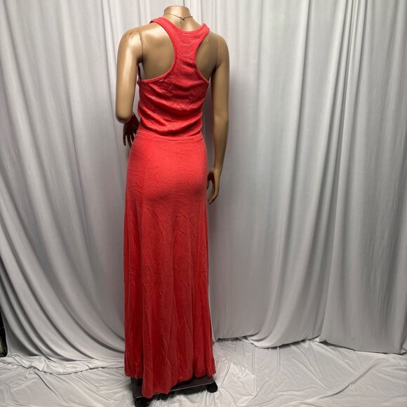 Victorias Secret Coral Knit Racerback Maxi Dress Womens Size Small Tie Waist - Picture 4 of 9